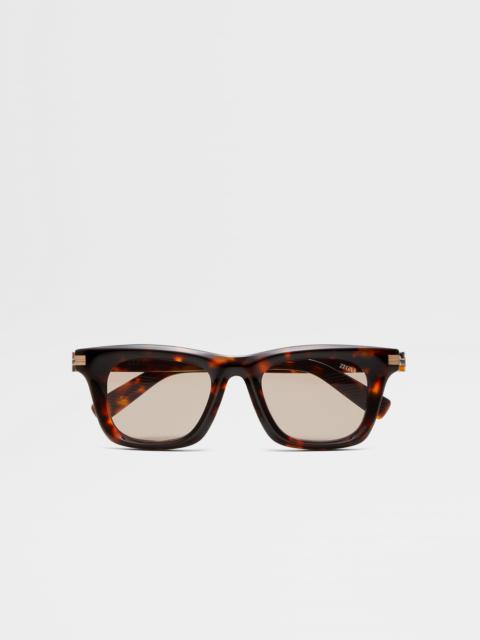 ZEGNA HAVANA BROWN ACETATE SUNGLASSES