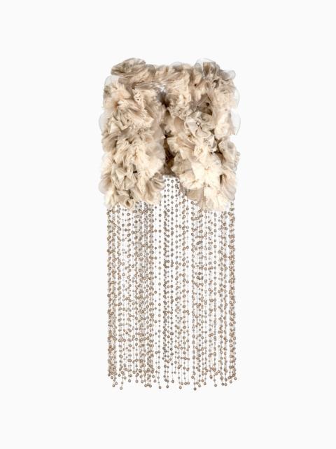 GIORGIO ARMANI CRINOLINE AND TULLE CAPE WITH FRINGES