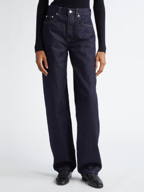 Loulou de Saison LOULOU DE SAISON Samur High Waist Tapered Leg Jeans in Raw Wash at Nordstrom