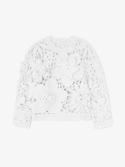 GANNI HANDKNIT CREWNECK IN WHITE