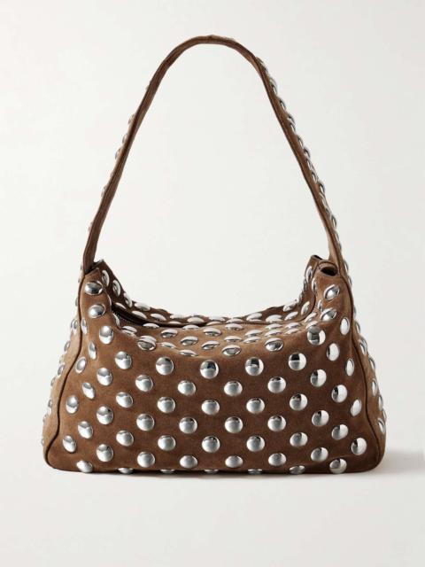 Elena medium studded suede shoulder bag