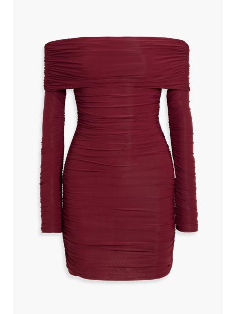 RONNY KOBO Kya off-the-shoulder ruched jersey mini dress