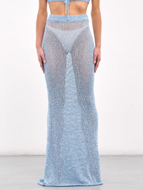 AREA Sequin Crochet Maxi Skirt