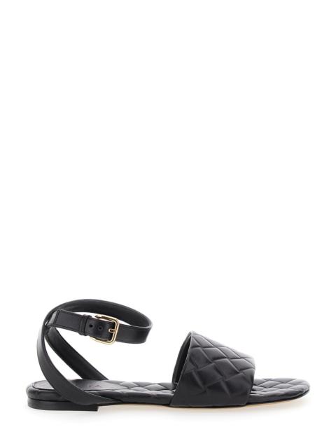 Bottega Veneta Bottega Veneta Women 'Amy' Black Flat Sandals With Intreccio Motif In Leather Woman