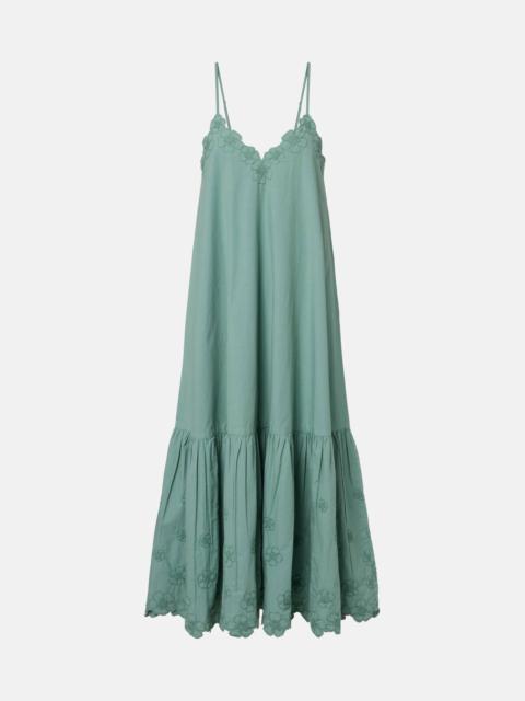 juliet dunn Embroidered cotton poplin midi dress