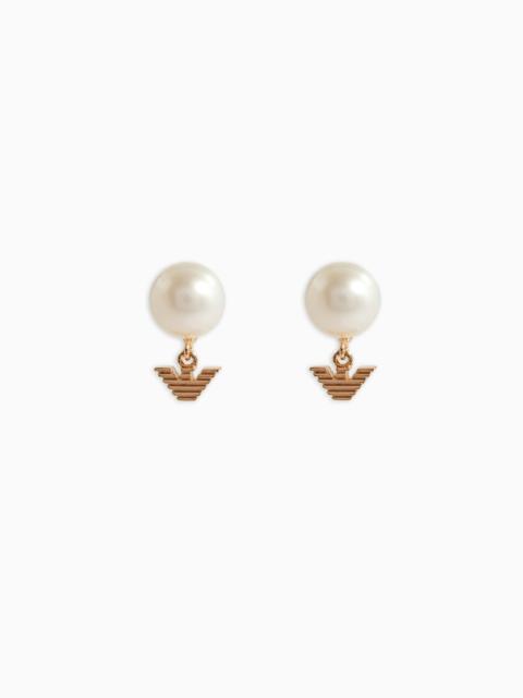EMPORIO ARMANI WHITE PEARL STUD EARRINGS