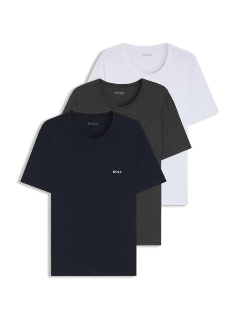 BOSS THREE-PACK OF LOGO-EMBROIDERED T-SHIRTS IN COTTON