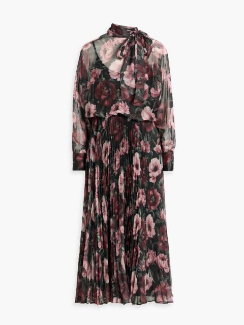 Other Designers Pleated floral-print crepon midi dress
