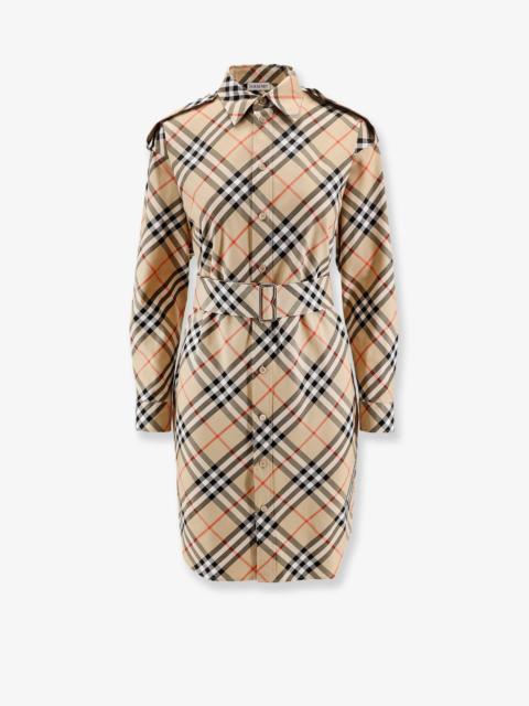 Burberry Burberry Chemisier Cotton Short Dress With Check Print