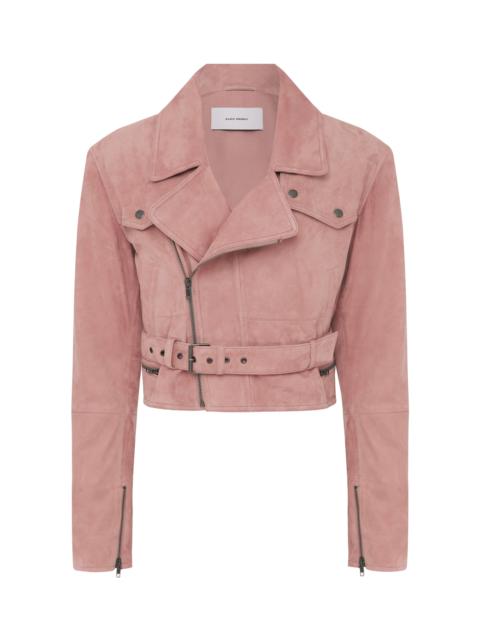 ALEX PERRY Cropped Suede Biker Jacket pink