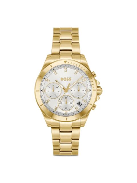 BOSS ALLEY GOLD-TONE WATCH WITH SILVER-WHITE DIAL