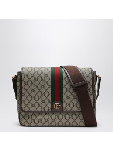 GUCCI Gucci Shoulder Bag With Web Detail In Beige And Ebony Gg Fabric Men