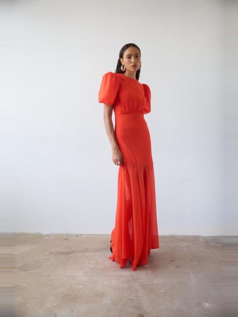 De La Vali AGUA MAXI DRESS IN RED CRINKLE CHIFFON