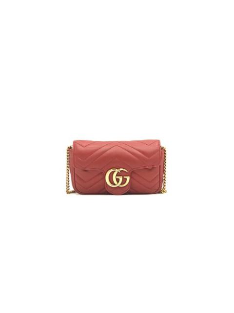 Gucci Red Marmont Matelasse Super Mini Crossbody Bag