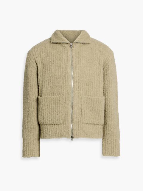 Other Designers Ribbed bouclé-knit wool-blend zip-up sweater