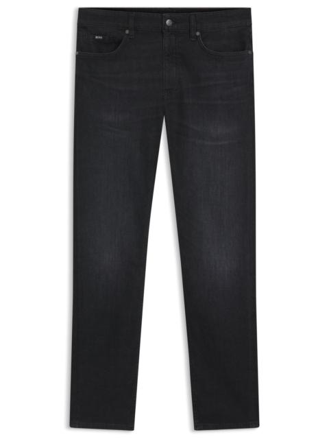 BOSS DELAWARE SLIM-FIT JEANS IN BLACK ITALIAN-MADE DENIM