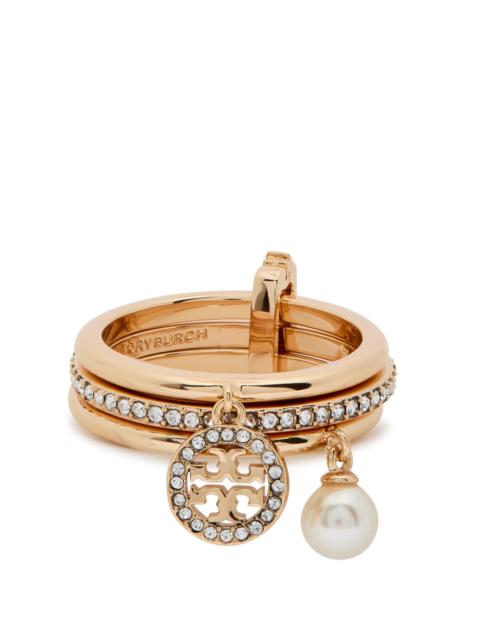 TORY BURCH Tory Burch Icon 18kt Gold-plated Stacked Ring