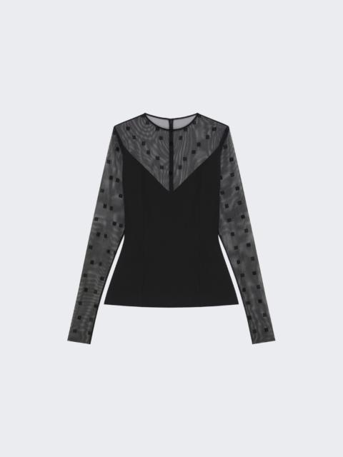 Givenchy 4G Tulle Long Sleeve Top Black