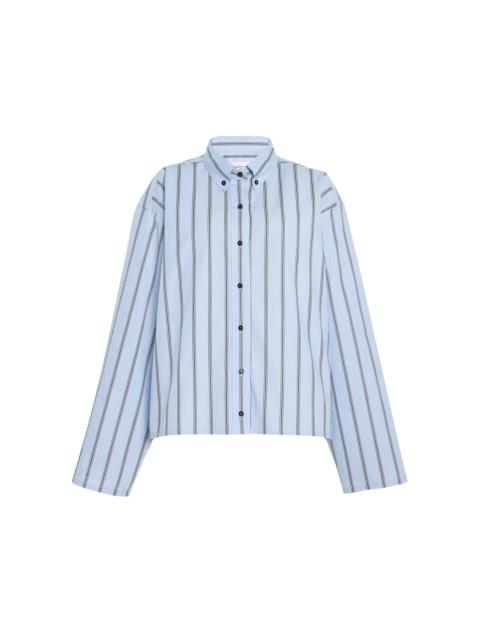 BRANDON MAXWELL The Javi Striped Cotton Button-Down Shirt blue