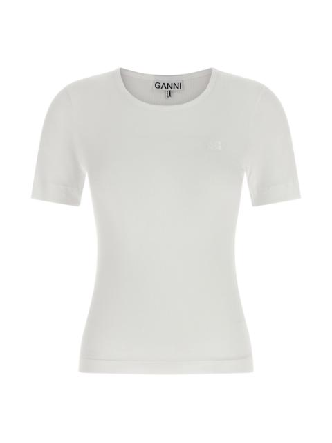 GANNI Logo embroidery t-shirt
