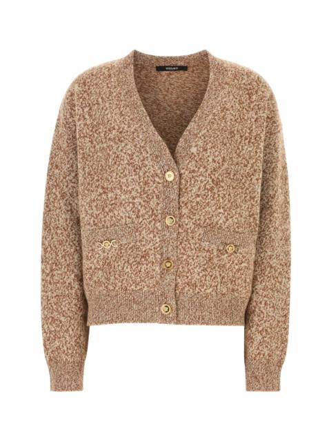 VERSACE Two-tone Wool Blend Cardigan