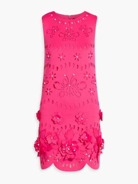 Other Designers Embellished laser-cut scuba mini dress