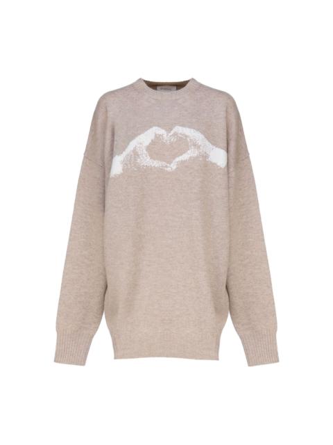 heart-graphic knit dress