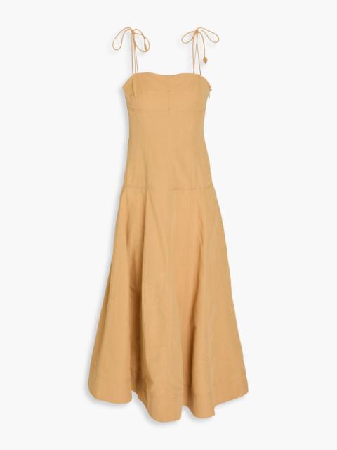 ULLA JOHNSON Batista cotton, linen and silk-blend midi dress