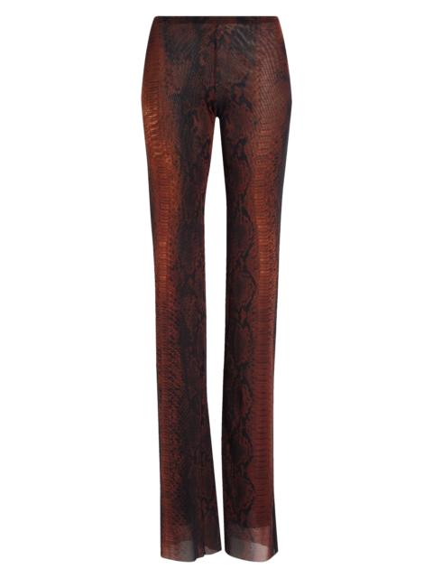 Jean Paul Gaultier Jean Paul Gaultier Snakeskin Print Mesh Flare Pants in Brown/Black at Nordstrom