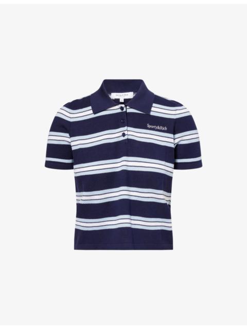 Sporty & Rich Josie Striped Silk and Cotton-Blend Polo Shirt
