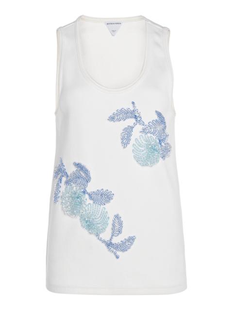 Bottega Veneta Beaded Cotton Tank Top white
