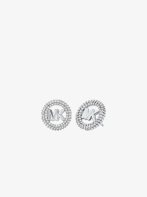 MICHAEL KORS Small Pavé Logo Charm Two-Tone Stud Earrings