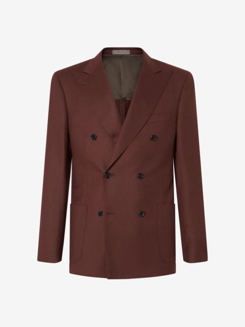 CORNELIANI Brick-brown pure wool flannel jacket