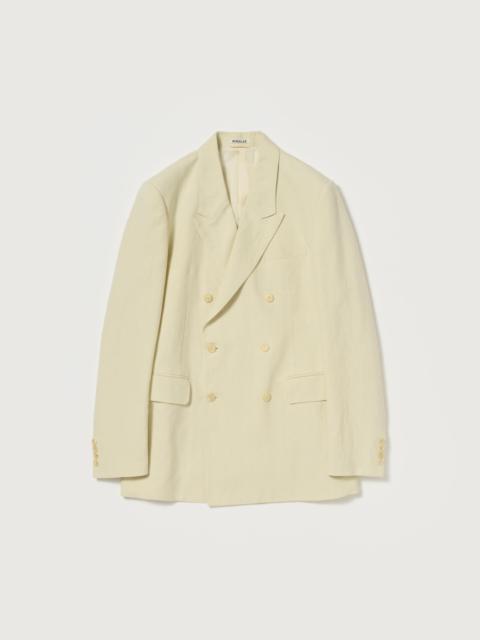 AURALEE WOOL COTTON LINEN OX DOUBLE-BREASTED JACKET