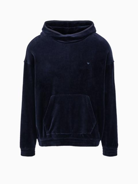 EMPORIO ARMANI Hooded sweatshirt in chenille with Emporio Armani embroidery