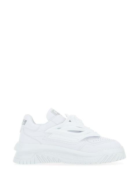 Versace Man White Leather Odissea Slip Ons