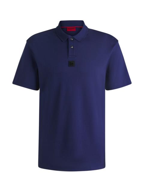 HUGO INTERLOCK-COTTON POLO SHIRT WITH STACKED LOGO