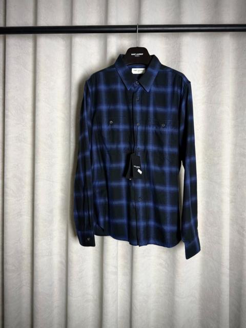 SAINT LAURENT Saint Laurent Paris 13AW Blue Plaid Shirt by Hedi Slimane