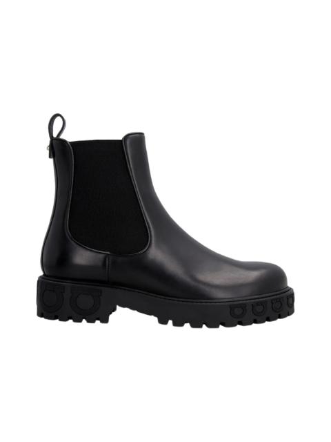 FERRAGAMO Ferragamo Gancini Logo Leather Chelsea Boot