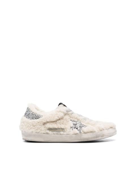 Golden Goose shearling-panel glitter sneakers