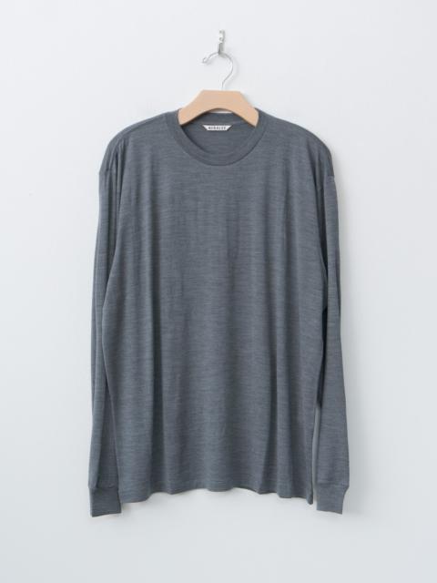 AURALEE Wool Soft Jersey L/S Tee - Top Charcoal