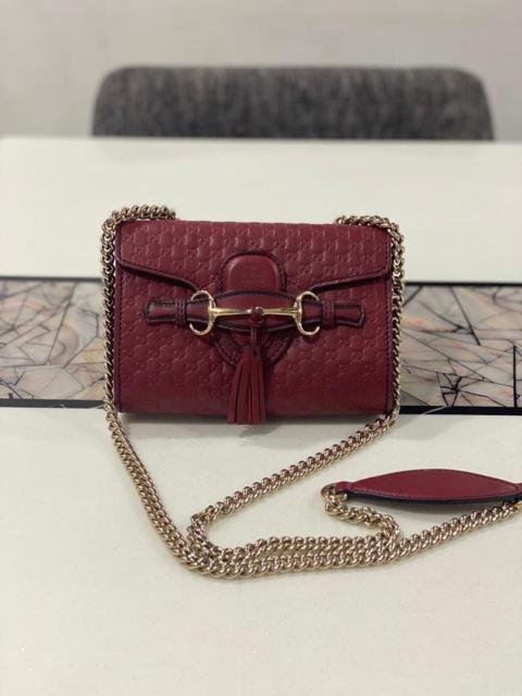 Red Microguccissima Leather Mini Emily Chain Shoulder Bag