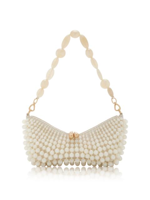 Cult Gaia Mercier Embellished Leather Clutch white