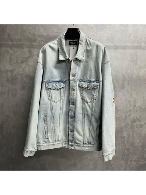 BALENCIAGA Balenciaga Solid Blue Collared Single-Breasted Long-Sleeve Denim Jacket