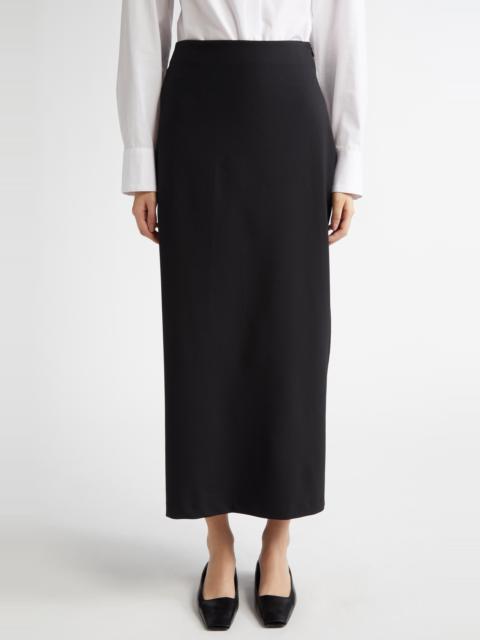 Loulou de Saison LOULOU DE SAISON Samos Stretch Wool Grain de Poudre Pencil Skirt in Black at Nordstrom