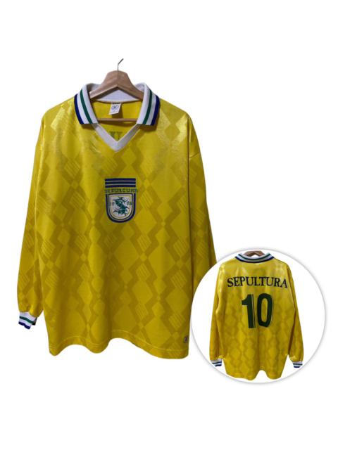 Other Designers Vintage - Vintage 80s SEPULTURA Blue Grape Long Sleeve Football Jersey