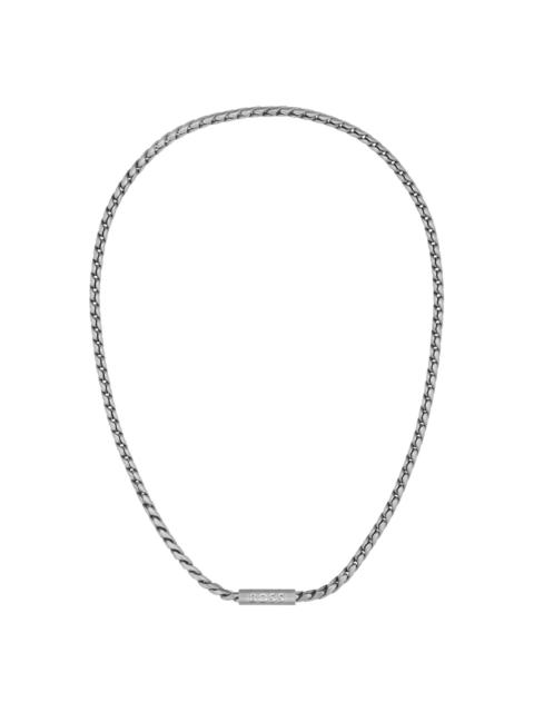BOSS SILVER-TONE NECKLACE WITH BRAIDED CHAIN