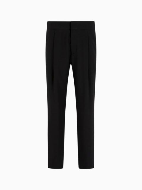 GIORGIO ARMANI SINGLE-PLEAT, PURE VIRGIN WOOL CRÊPE TROUSERS