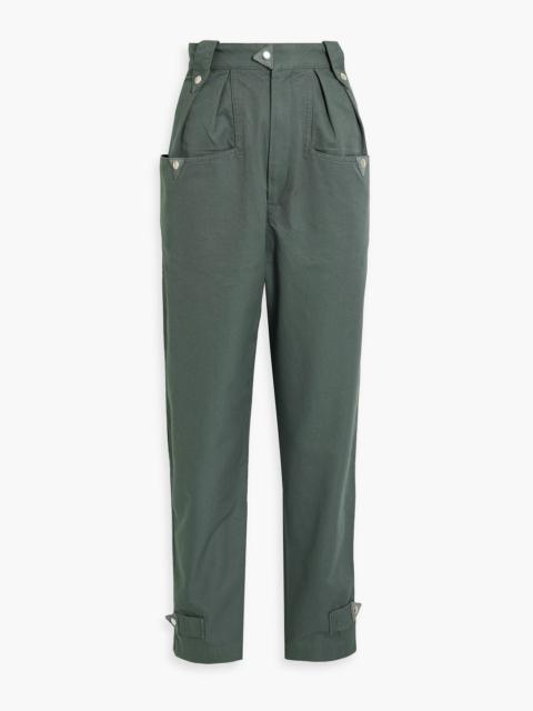 Isabel Marant Étoile Pulcie suede-trimmed cotton tapered pants