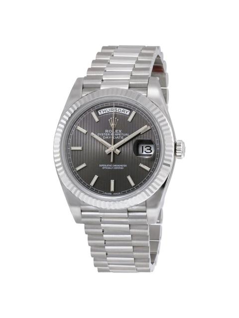 ROLEX Rolex Day-Date 40 Dark Rhodium Stripe Motif Dial 18K White Gold President Automatic Men's Watch 2282